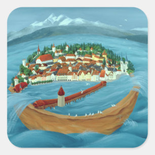 Flut 1999 quadratischer aufkleber