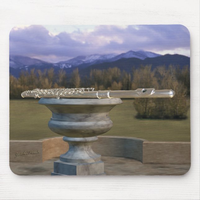 Flute auf Marmor Vase 2a Mousepad (Vorne)