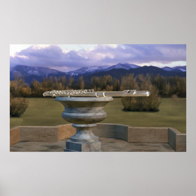 Flute auf Marmor Vase 2a Poster (Vorne)