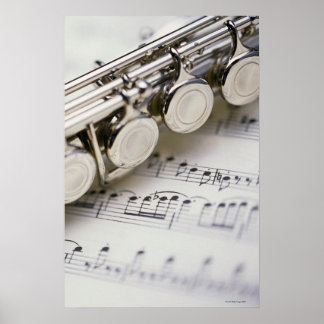 Flute auf Noten Poster