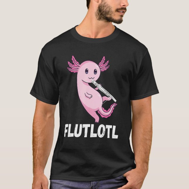 Flute Axolotl Flute Player Music Instrument Flute  T-Shirt (Vorderseite)