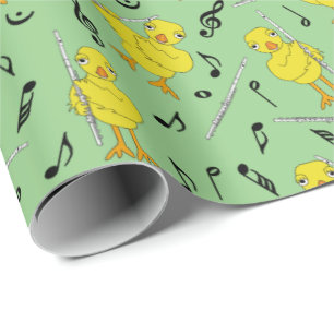 Flute-Chick-Flute-Musiknoten-Tank Geschenkpapier