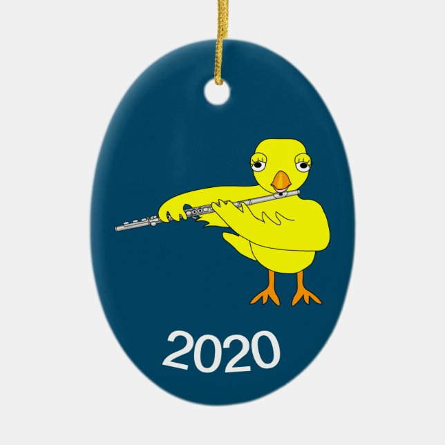 Flute Chick Keramik Ornament (Vorne)