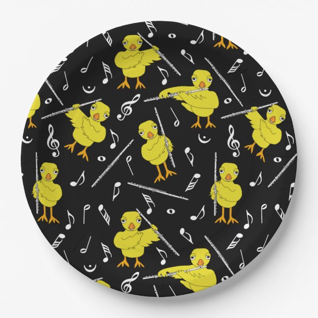 Flute Chick Musiknoten Pappteller (Vorderseite)