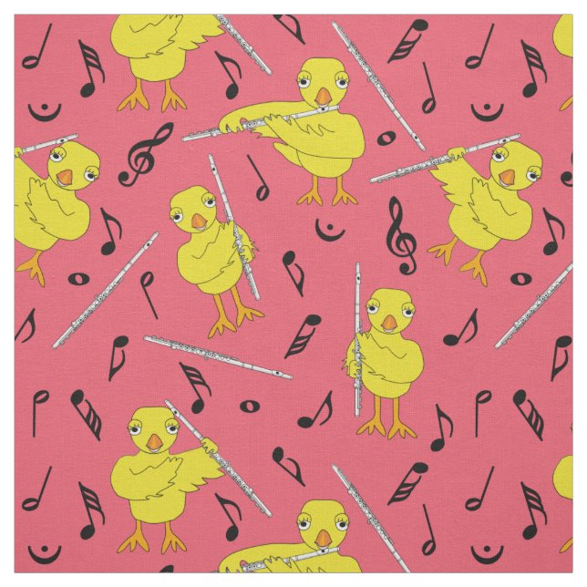 Flute Chick Musiknoten Stoff (Muster)