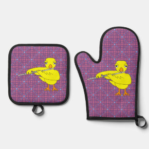 Flute Chick Ofenhandschuh & Topflappen-Set
