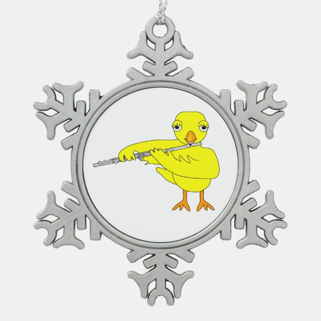 Flute Chick Schneeflocken Zinn-Ornament (Vorderseite)