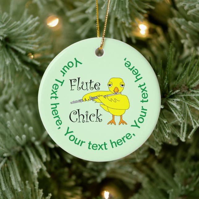 Flute Chick Text Keramik Ornament (Baum)