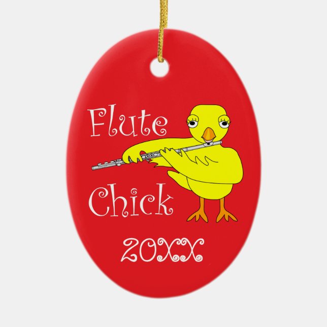 Flute Chick Text Keramik Ornament (Vorne)