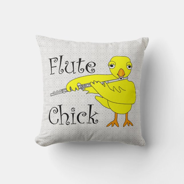 Flute Chick Text Kissen (Vorderseite)
