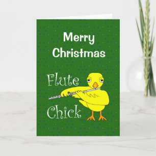 Flute Chick Text Weihnachtskarte Karte