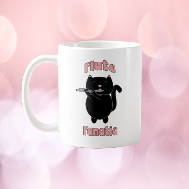 Flute Fanatic Black Cat Funny Kaffeetasse (Von Creator hochgeladen)