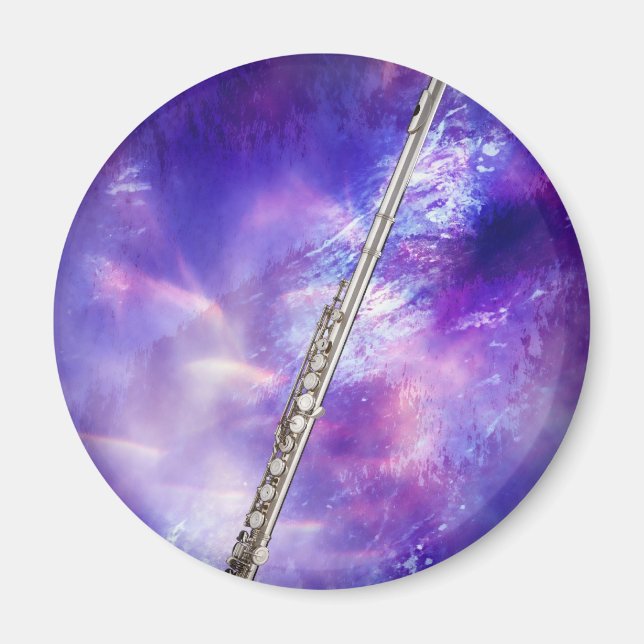 Flute Flutist Musician Round Magnet (Vorne)