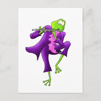 Flute Frosch Postkarte