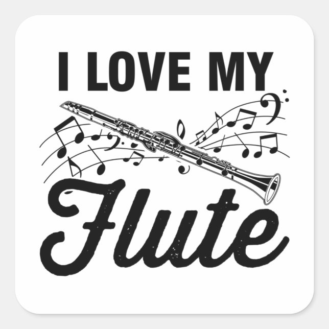 Flute | Geschenke für Musikinstrumente Quadratischer Aufkleber (Vorderseite)