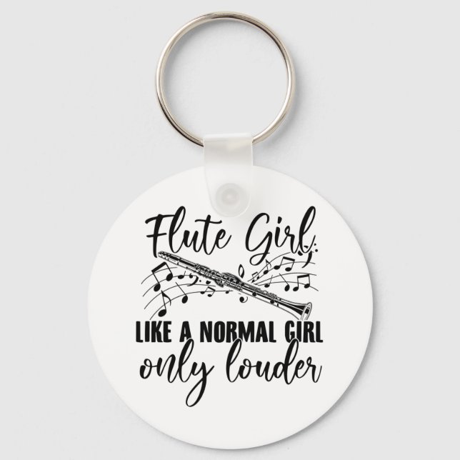 Flute Girl | Flute Flute Geschenkideen Schlüsselanhänger (Vorderseite)