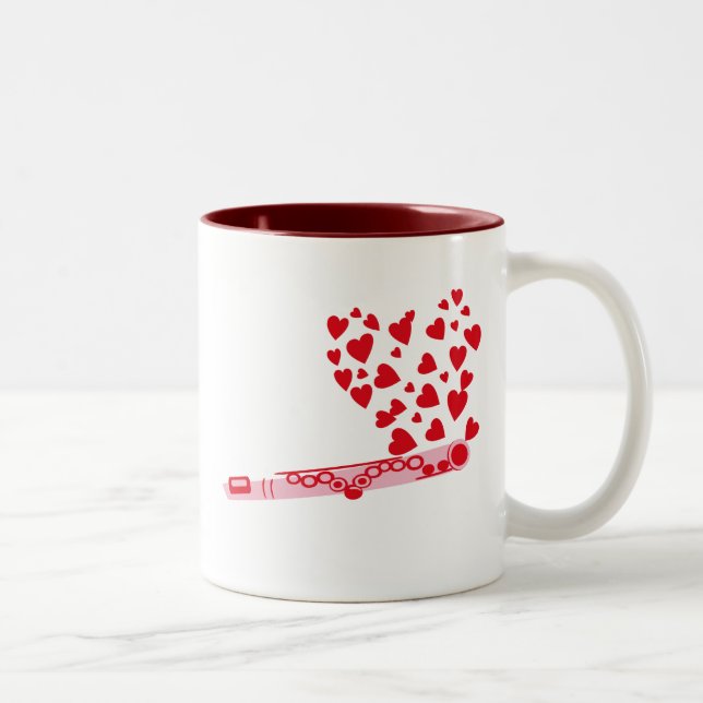 Flute Hearts Zweifarbige Tasse (Rechts)