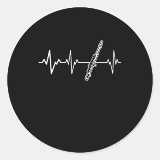 Flute Herzschlag Klassischer Flutist Geschenkidee Runder Aufkleber