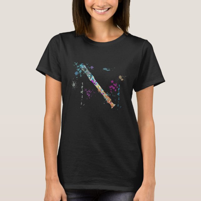 Flute Instrument Silhouette Flutes T-Shirt (Vorderseite)