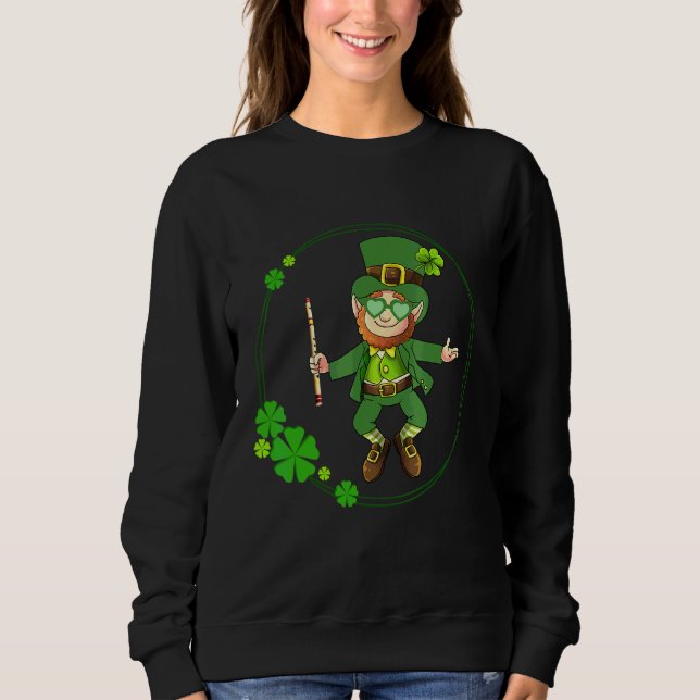Flute Leprechaun St Patricks Day Flute Player Iris Sweatshirt (Vorderseite)