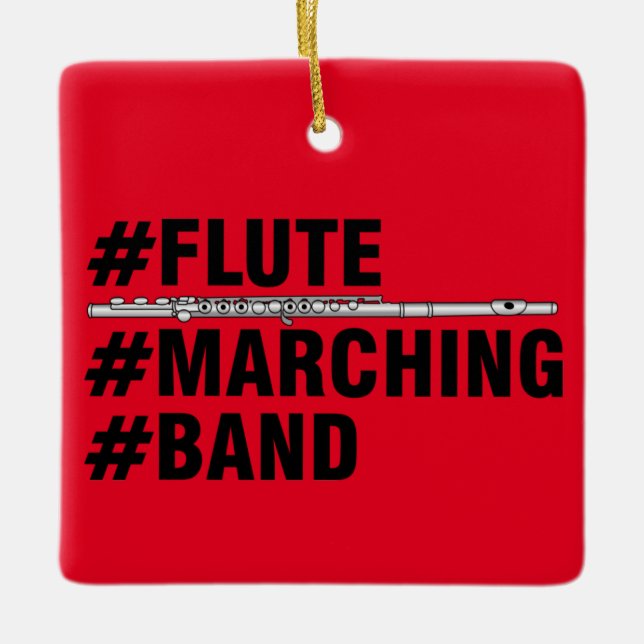 Flute Marching Band Hashtags Keramikornament (Vorderseite)