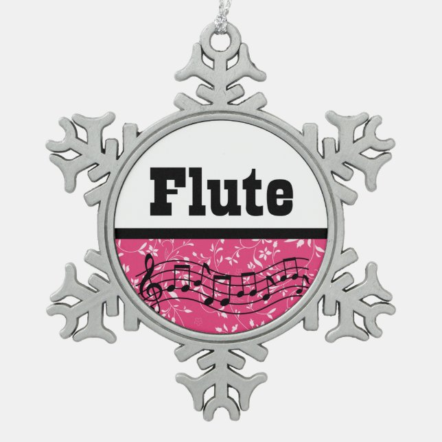 Flute Music Band Geschenk Schneeflocken Zinn-Ornament (Vorderseite)
