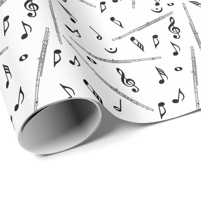Flute Music Note Geschenkpapier (Rolleneckpunkt)