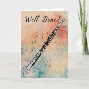 Flute Musik Herzlichen Glückwunsch Watercolor Karte