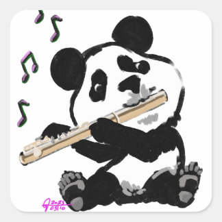 Flute Panda Quadratischer Aufkleber