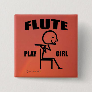 Flute Play Girl Button