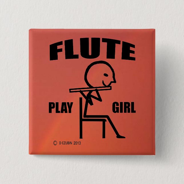 Flute Play Girl Button (Vorderseite)
