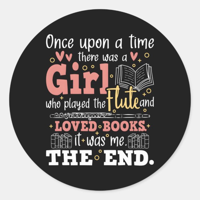 Flute Player Book Flutist Marching Band Musiker Runder Aufkleber (Vorderseite)