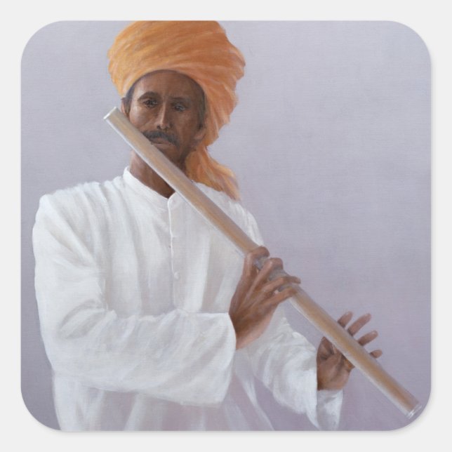 Flute Player Quadratischer Aufkleber (Vorderseite)