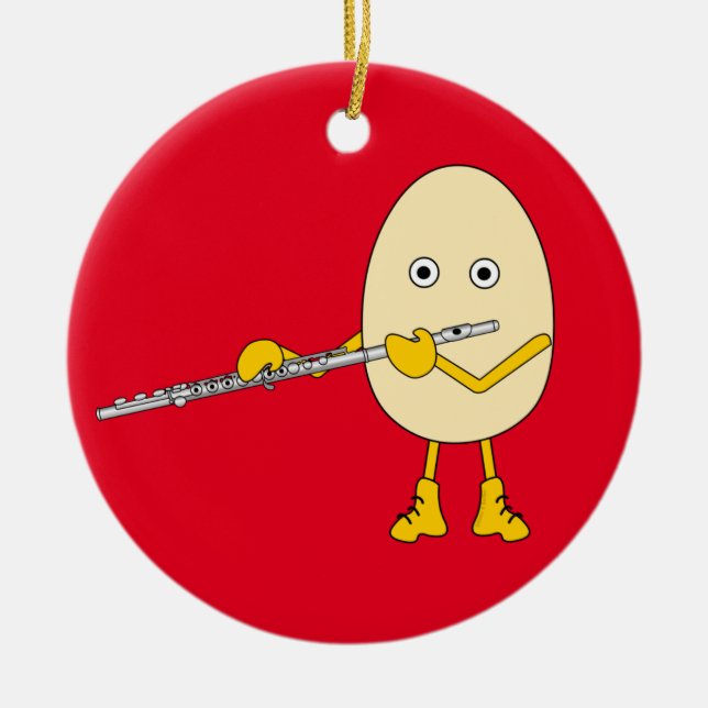 Flute Playing Egghead Keramik Ornament (Vorne)