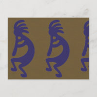 Flute Playing Kokopelli Abbildung: Blau auf Grün