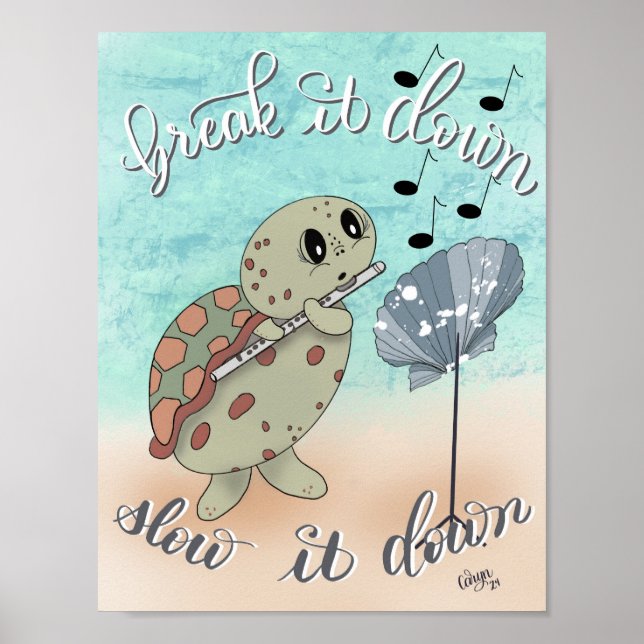 Flute Playing Turtle Poster (Vorne)