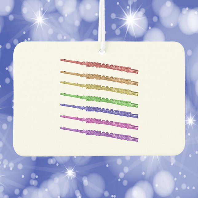 Flute Rainbow farbig Autolufterfrischer (An air freshener with a colorful flute design.)