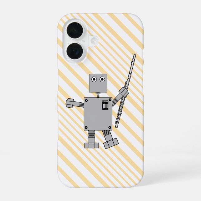 Flute Robot iPhone 16 Hülle (Rückseite)