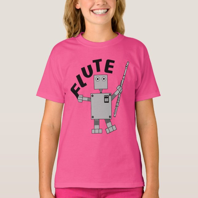 Flute Robot Text T-Shirt (Vorderseite)