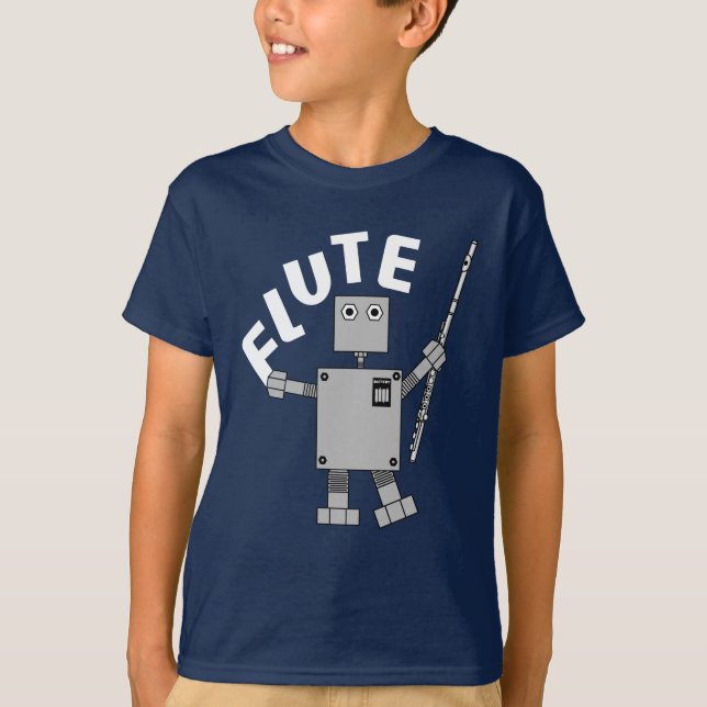 Flute Robot Text T-Shirt (Vorderseite)