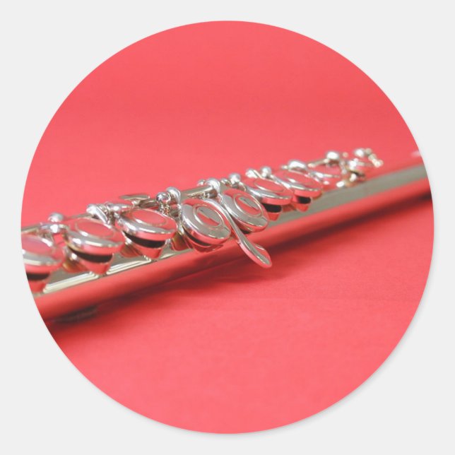 Flute student pink woodwind music runder aufkleber (Vorderseite)