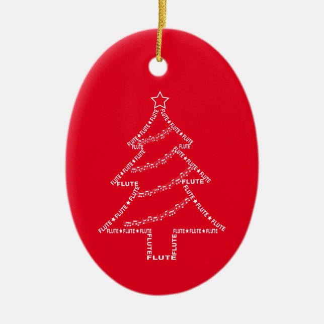  Flute Text Weihnachtsbaum    Keramik Keramik Ornament (Vorne)