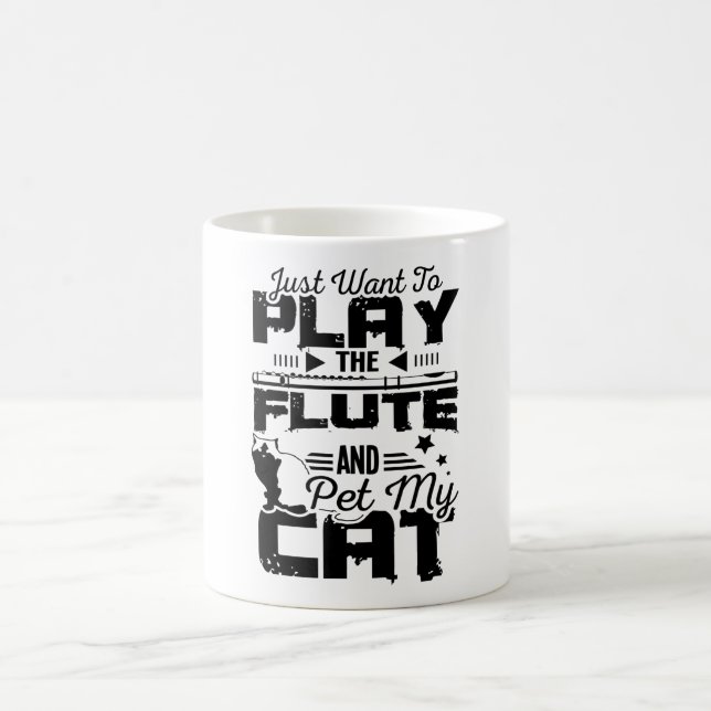 Flute und Katze Kaffeetasse (Mittel)
