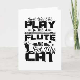 Flute und Katze Karte