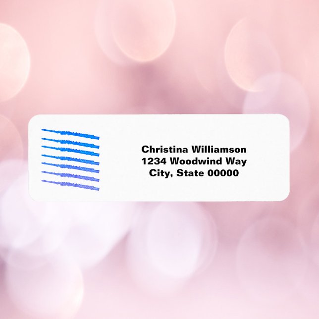 Flutes Blue Personalize-Rücksendeadresse (A return address label with blue flutes and text you can personalize!)