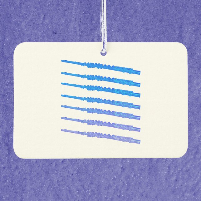 Flutes Pattern Blue Music Autolufterfrischer (An air freshener with a pattern of blue flutes.)