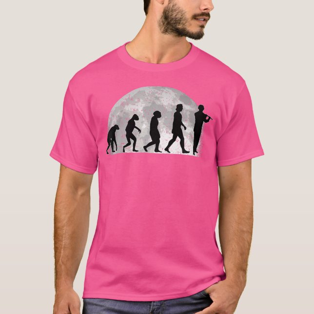 Flutist Evolution Moon Transverse Flute T-Shirt (Vorderseite)