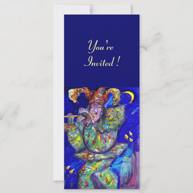 FLUTIST IM BLAUE-Party Einladung (Vorderseite)