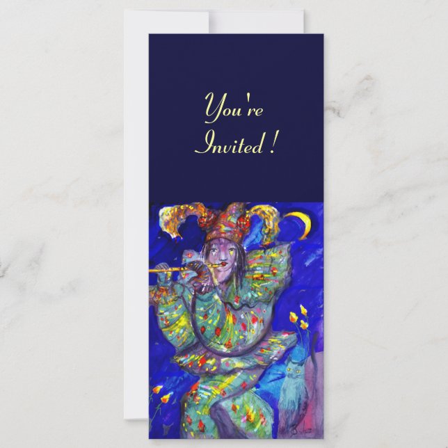 FLUTIST IM BLAUE-Party Einladung (Vorderseite)