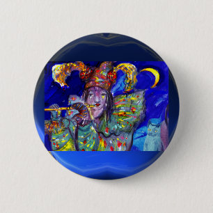 FLUTIST IN BLAU / Venezianische Karnevalsnacht Button